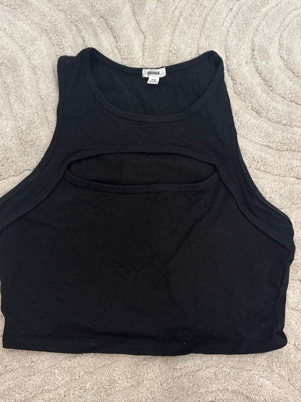 Garage Black Front Cutout Crop Tank